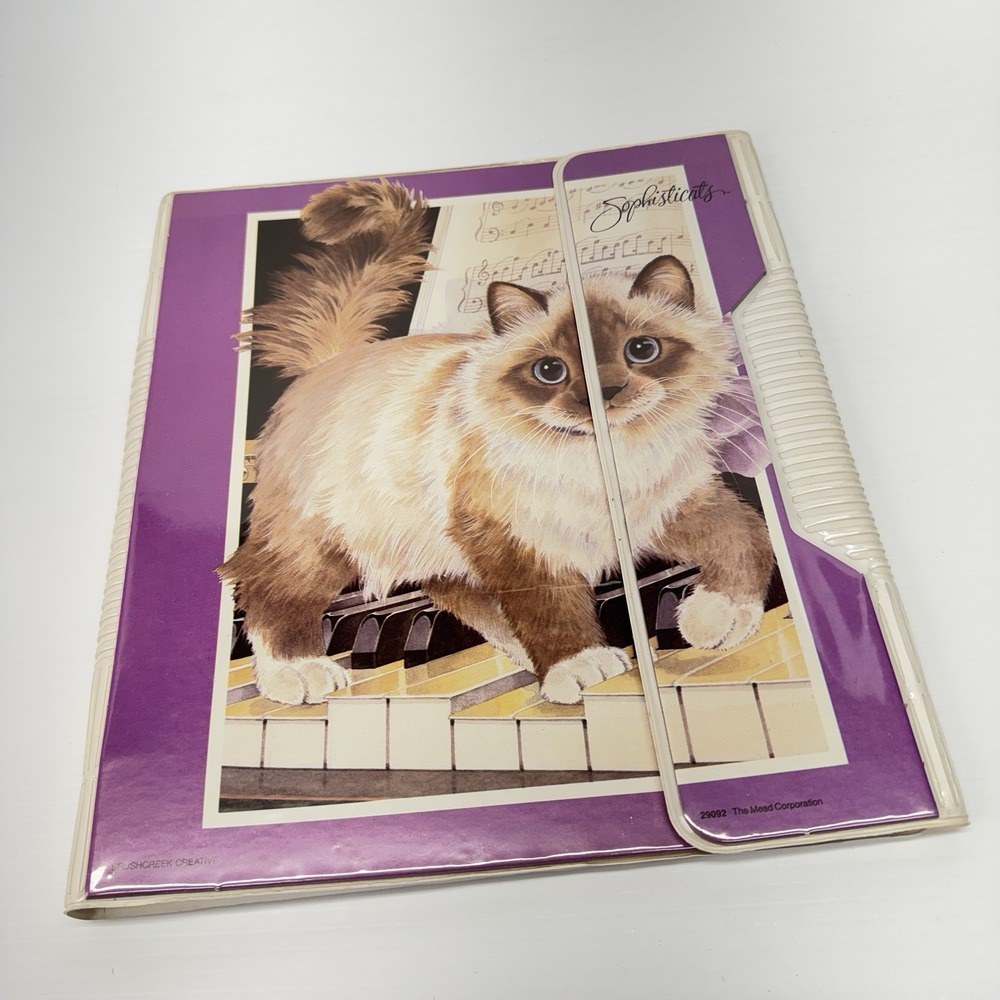 Meade Sophisticats Trapper Keeper Three-ring Binder Cat Kitten Piano 90s